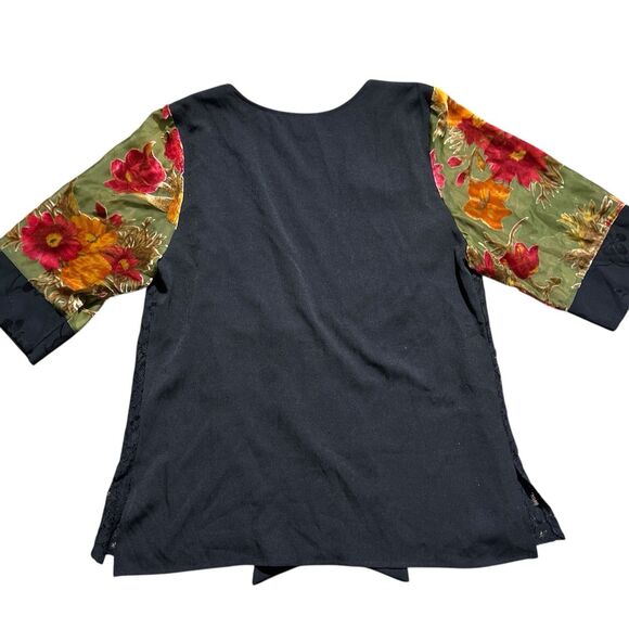 Vtg Spencer Alexis Kimono Cardigan Velvet Sheer Sequins Floral Boho Academia 2X - Picture 8 of 15